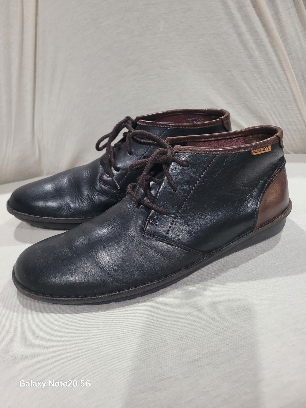 PIKOLINOS Black Leather Chukka Boots with Brown Heel Accent Euc Sz Eu 44
